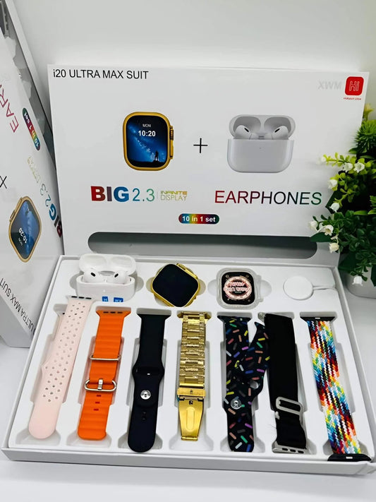 I20 Ultra Max Suit Smart Watch (Watch + Airpods pro 2 + 7 Stylish Straps) | 2025